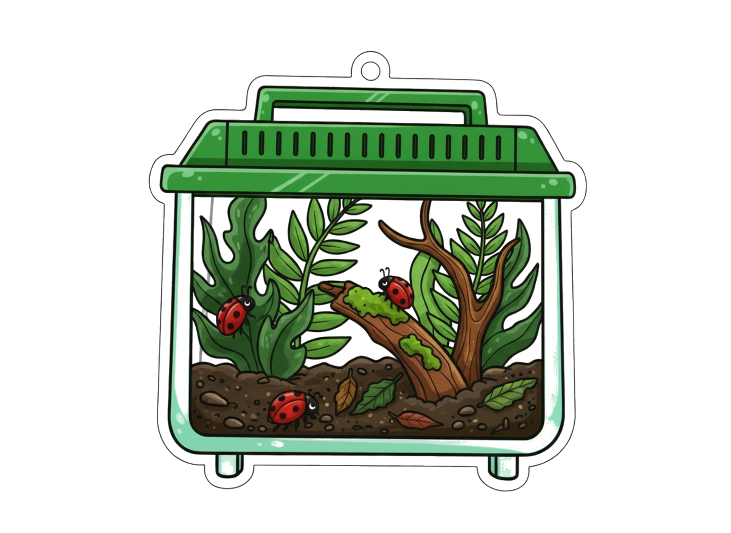 Bug Terrarium Die Cut Sticker - Ladybugs - Pumpkin Cat Collectables