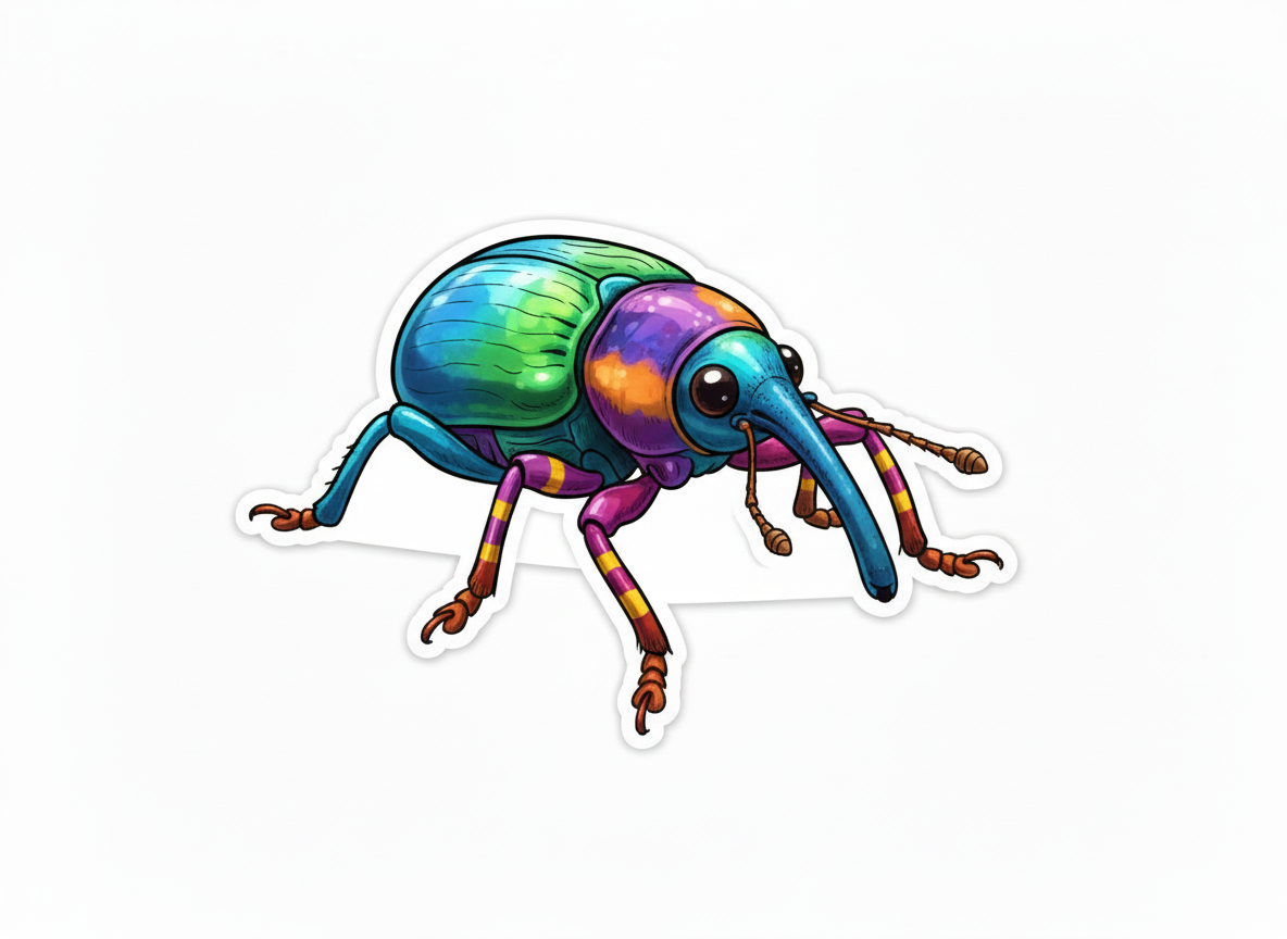 Die Cut Sticker - Rainbow Weevil - Pumpkin Cat Collectables