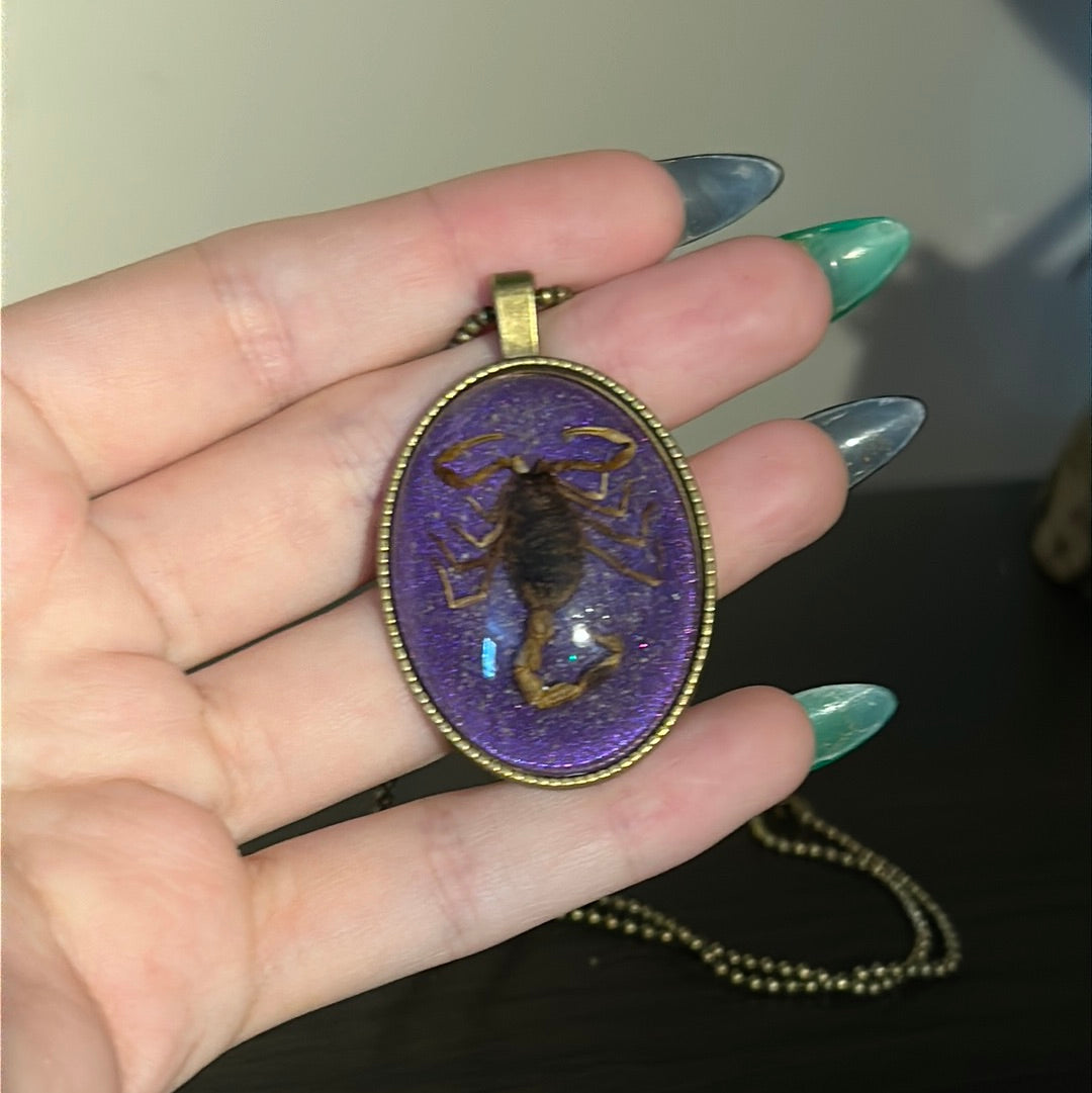 Scorpion in Resin Necklace - Purple