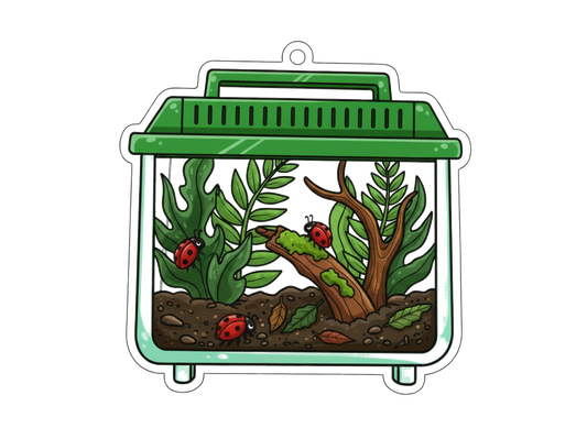 Bug Terrarium Die Cut Sticker - Ladybugs - Pumpkin Cat Collectables