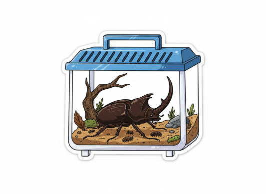 Bug Terrarium Die Cut Sticker - Hercules Beetle - Pumpkin Cat Collectables