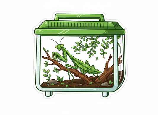 Bug Terrarium Die Cut Sticker - Mantis - Pumpkin Cat Collectables