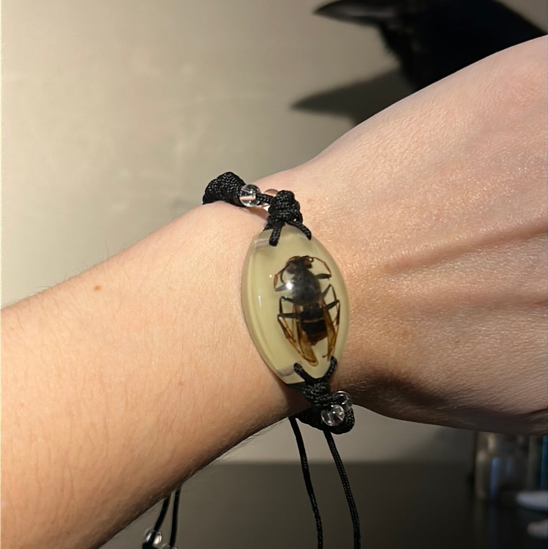 Wasp in Resin Woven Bracelet