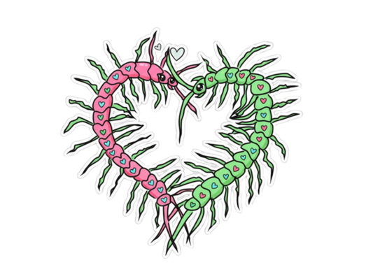Die Cut Sticker - Centipede Heart - Pumpkin Cat Collectables