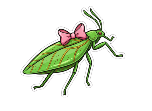 Die Cut Sticker - Bow Katydid - Pumpkin Cat Collectables