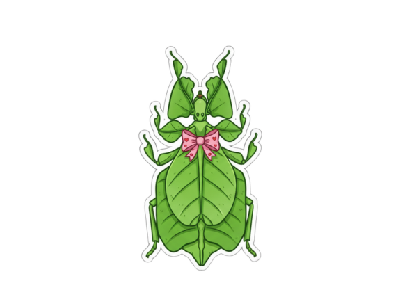 Die Cut Sticker - Bow Leaf Insect - Pumpkin Cat Collectables