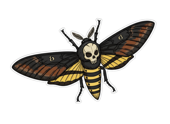 Die Cut Sticker - Death Head Moth - Pumpkin Cat Collectables