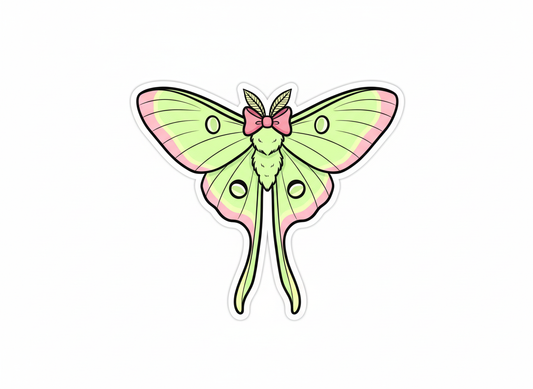 Die Cut Sticker - Bow Luna Moth - Pumpkin Cat Collectables
