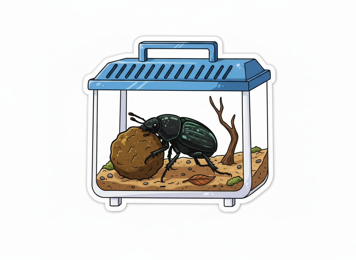 Bug Terrarium Die Cut Sticker - Dung Beetle - Pumpkin Cat Collectables