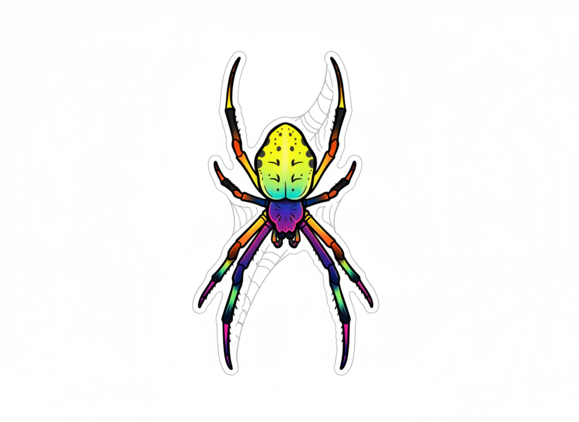 Die Cut Sticker - Rainbow Orb Weaver - Pumpkin Cat Collectables