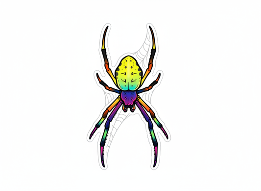 Die Cut Sticker - Rainbow Orb Weaver - Pumpkin Cat Collectables