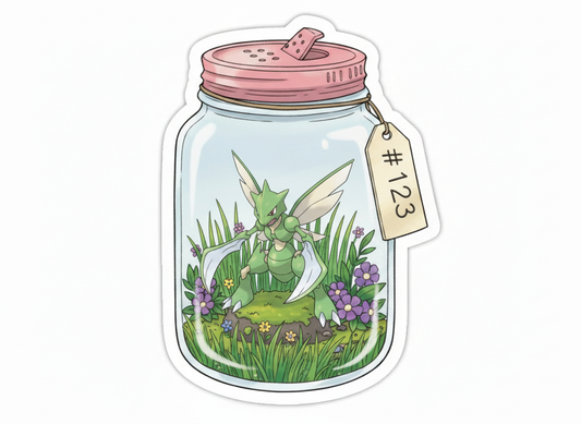 PokeBug Die Cut Sticker - Scyther - Pumpkin Cat Collectables