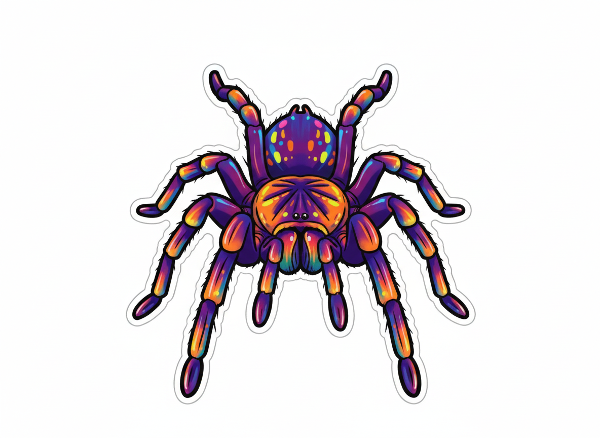 Die Cut Sticker - Rainbow Tarantula - Pumpkin Cat Collectables